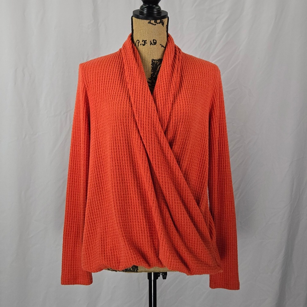 Anthropologie Akemi + Kin Coral Waffle Knit Wrap Sweater Women's Small